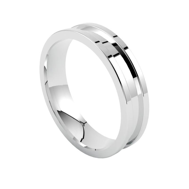 Nowoczesna obrączka ślubna z białego złota 585 szerokość 4,50 mm